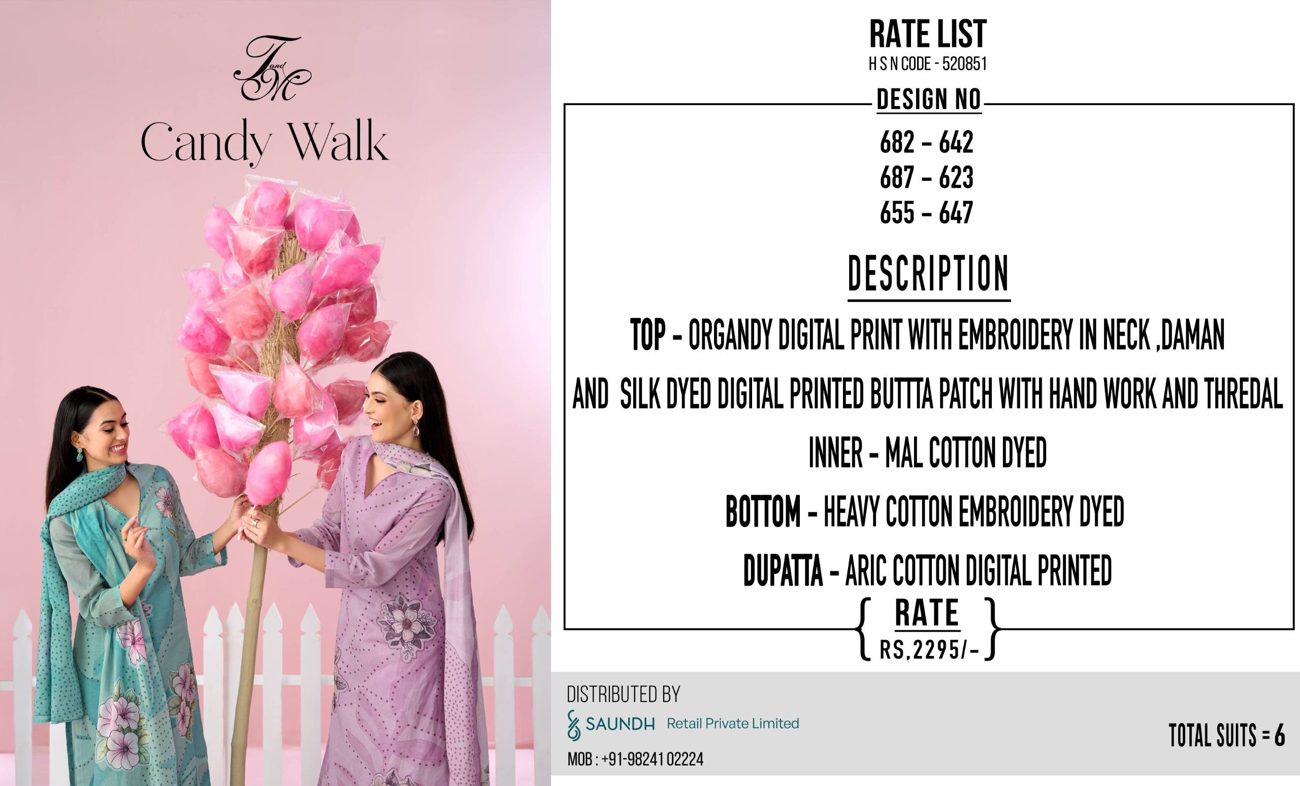 Candy walk By T And M Designer Studio Beautiful Festive Suits Colorful Stylish Fancy Casual Wear & Ethnic Wear organdie digital Dresses At Wholesale Price 